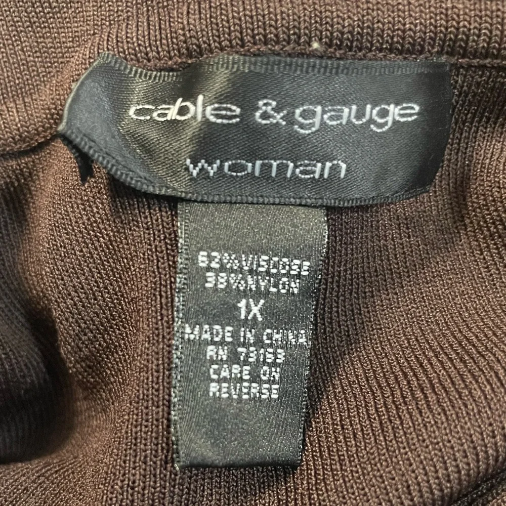 Cable & Gauge Double Breasted Knit Cardigan Chocolate Brown Size 1X - Picture 6 of 6